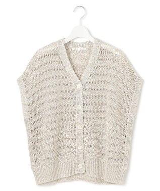 23区 【洗える】テープミックススカシ ドルマン ニットベスト ベージュ系