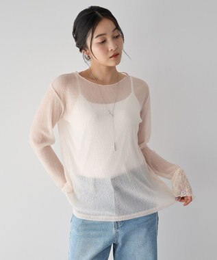YECCA VECCA 袖レースシアートップス Ivory