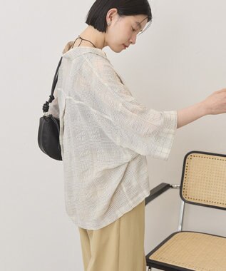 AMERICAN HOLIC シアーチェックショート丈シャツ Ivory