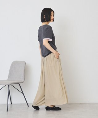 AMERICAN HOLIC 配色レイヤード風シアーＴシャツ Charcoal Gray