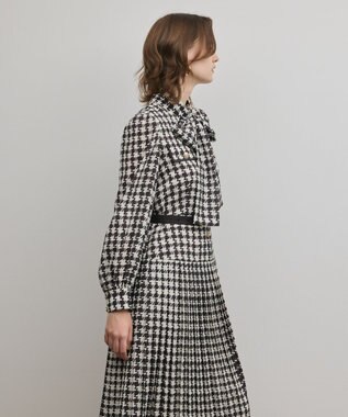 GRACE CONTINENTAL バイカラーチェックプリントワンピース ブラック