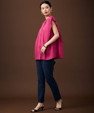 自由区 L 【WEB限定カラーあり】シアーラミーローンバンドカラー ブラウス ［WEB限定カラー］マゼンタ