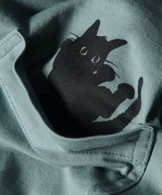 Paul Smith キャットプリント 半袖Tシャツ グレイッシュブルー