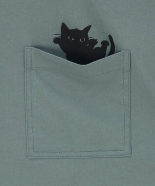 Paul Smith キャットプリント 半袖Tシャツ グレイッシュブルー