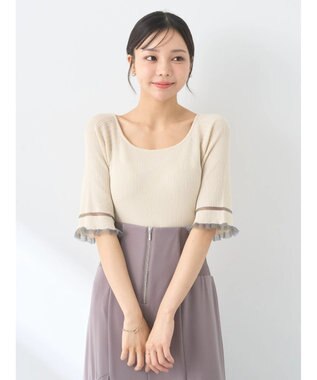 earth music&ecology ポイントシアーフリルニットプルオーバー Ivory