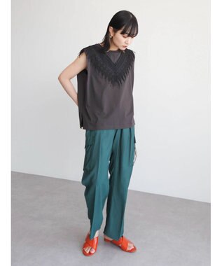 Green Parks ・ＳＵＧＡＲ　ＳＰＯＯＮ　フリンジフレンチＴシャツ Charcoal Gray