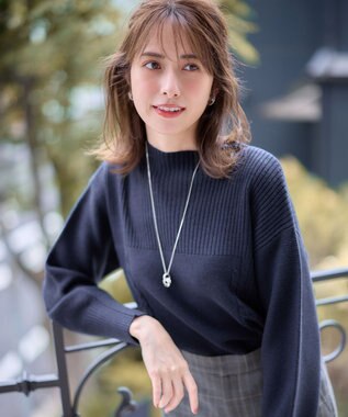 ANY SIS S 【洗える】スフレボトルネック ニット ネイビー