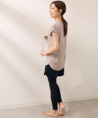 OP／FILA 【Kappa】フィットネスウェア 3点セット Ｔシャツ＋ショートパンツ＋レギンス ベージュ