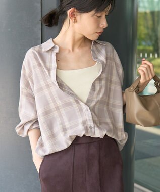 AMERICAN HOLIC イージーケアチェックシャツ【360°着こなしシャツ】 Light Gray