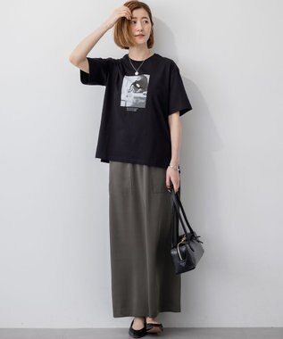 23区 【洗える】JANE PACKERコラボ フォトプリント Tシャツ ブラック(PHOTO)