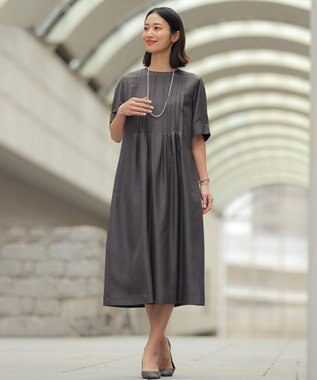 J.PRESS LADIES エアリースパンボイル ワンピース スレートブラウン系