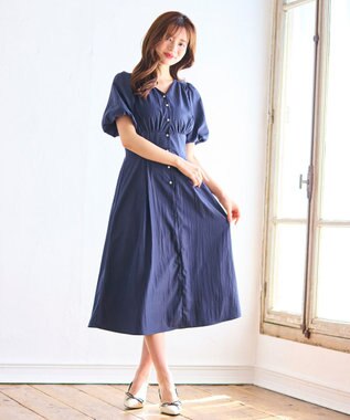 Feroux バルーンスリーブ ワンピース ネイビー系