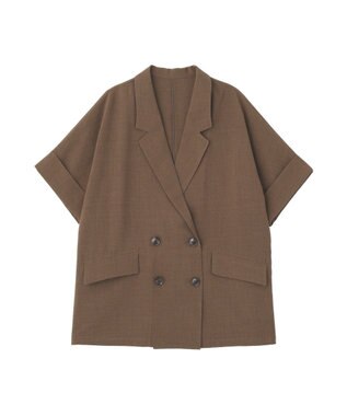 earth music&ecology 【セットアップ対応】リネンライクダブルジャケット Brown