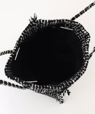 ICB フリンジツイードトート オフホワイト×ブラック系