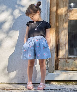 ANY KIDS 総柄刺繍 キュロット ブルー