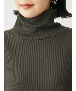 Green Parks リブカットＩラインワンピース Dark Khaki