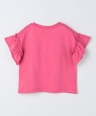 ANY KIDS 【綿100%】ひんやり フリル袖 もしゃもしゃTシャツ ピンク×ネコ