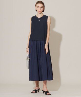 ICB L 【接触冷感・UVカット・洗える】アトラストリコット コンビドレス ネイビー系
