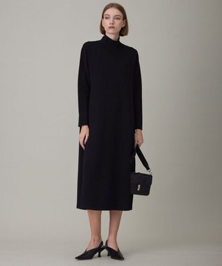 ICB L ウールブレンドスムース ハイネックワンピース ブラック系