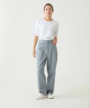 caqu color linen ankle boys アンクル丈ボーイフィットリネンデニム saxe