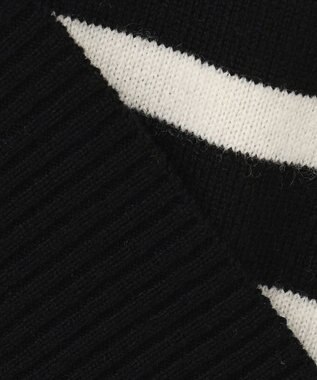 23区 L 【CLASSY.12月号掲載】セミウーステッドウール 肩ボタン ボーダー ニット  ブラック×オフホワイトボーダー