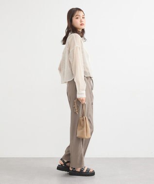 earth music&ecology メッシュストライプショートシャツ Beige