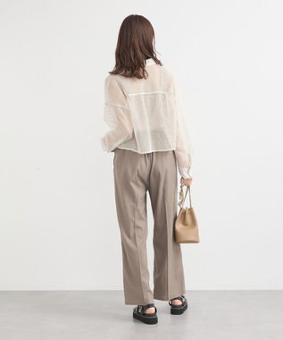 earth music&ecology メッシュストライプショートシャツ Beige