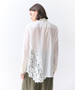 BEIGE， GALENA / コットンレースバンドカラーシャツ Off