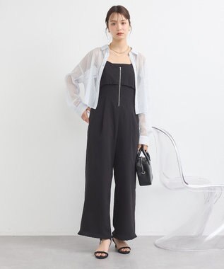 earth music&ecology メッシュストライプショートシャツ Sax