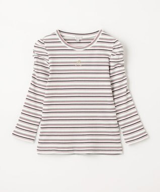 ANY KIDS 七分袖 テレコボーダー Tシャツ エクリュ系