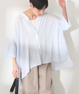 AMERICAN HOLIC 【接触冷感】Ｖネックシアー半袖ＢＩＧシャツ Stripe