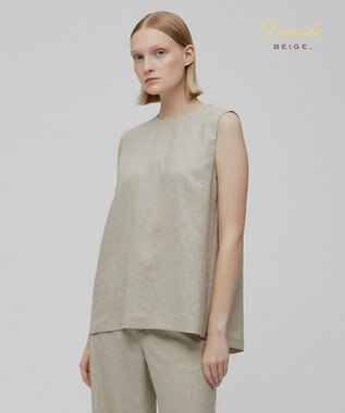 BEIGE， CAROLE / クルーネックブラウス Sand×Slate