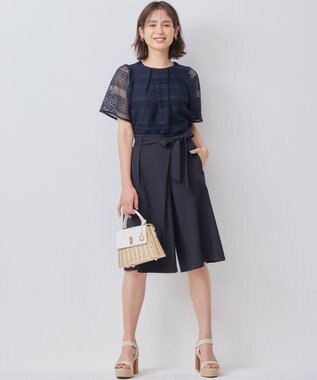 組曲 【WEB限定】オシャクロスキュロットパンツ ブラック系