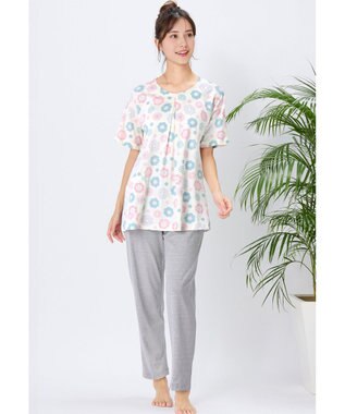 Wing パジャマ 綿100%(本体) 天竺素材 5分袖 半袖 長ズボン レディース EP8045 ウイング／ワコール