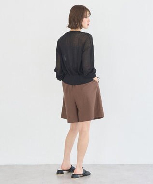 earth music&ecology 【セットアップ対応】ウエストリボンバミューダパンツ Brown