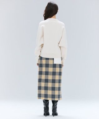 BEIGE， HOBBS / フェイクレザーポケットウールチェックラップスカート L.Mustard ×Md Gray