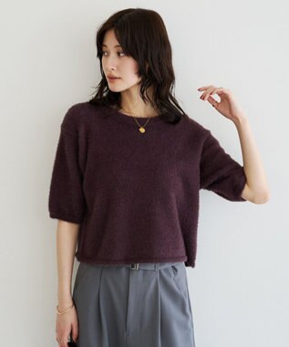 YECCA VECCA シャギー5分袖ニット