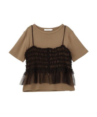 AMERICAN HOLIC 【2点セット】半袖Tシャツ＋チュールビスチェ Mocha
