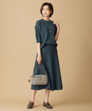 J.PRESS LADIES 【洗える】 レーヨンエリートストレッチ パフスリーブ ニット ダークグリーン系