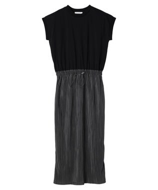 Green Parks プリーツドッキングフレンチワンピース Dark Gray