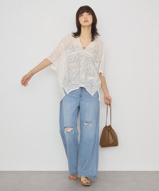 AMERICAN HOLIC ダメージワイドデニム Light Indigo