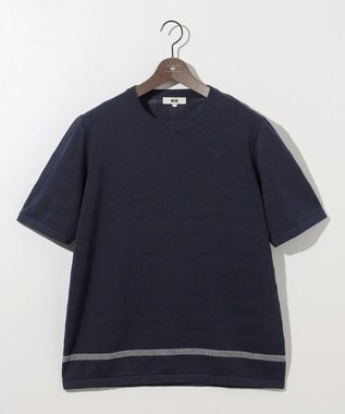 JOSEPH ABBOUD 【エコ素材/軽量/通気性/速乾性】ペーパーヤーンニット Ｔシャツ ネイビー系