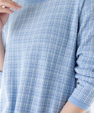 Tiaclasse 【洗える】ツイード2段フレアチュニックブラウス サックス