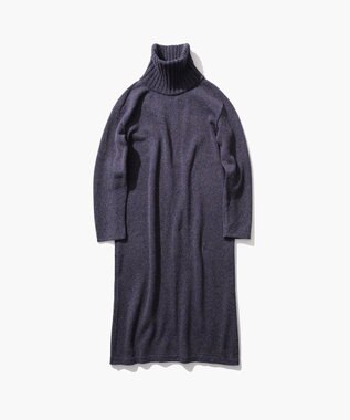 ATON WOOL MOULINE | タートルネックドレス NAVY
