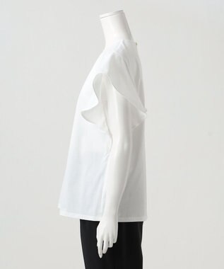 23区 L 【R(アール)】プレミアムコットンジャージー フリルスリーブカットソー オフホワイト系