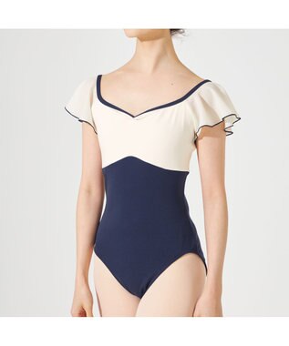 Chacott フレアスリーブレオタード ネイビー