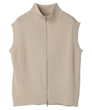Green Parks ＺＩＰ付きリブニットベスト Beige