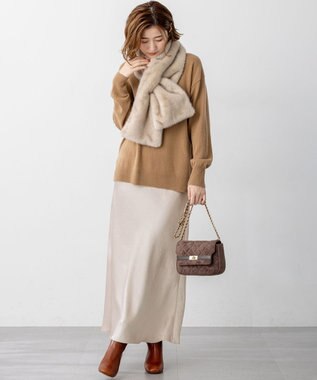 23区 L 【VERY11月号掲載/洗える】ヴィンテージダブルサテン ナロー スカート ベージュ系