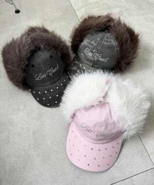 WEGO ラインストーンドッグイヤーキャップ ライトピンク