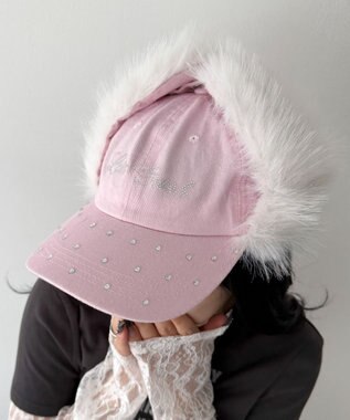 WEGO ラインストーンドッグイヤーキャップ ライトピンク